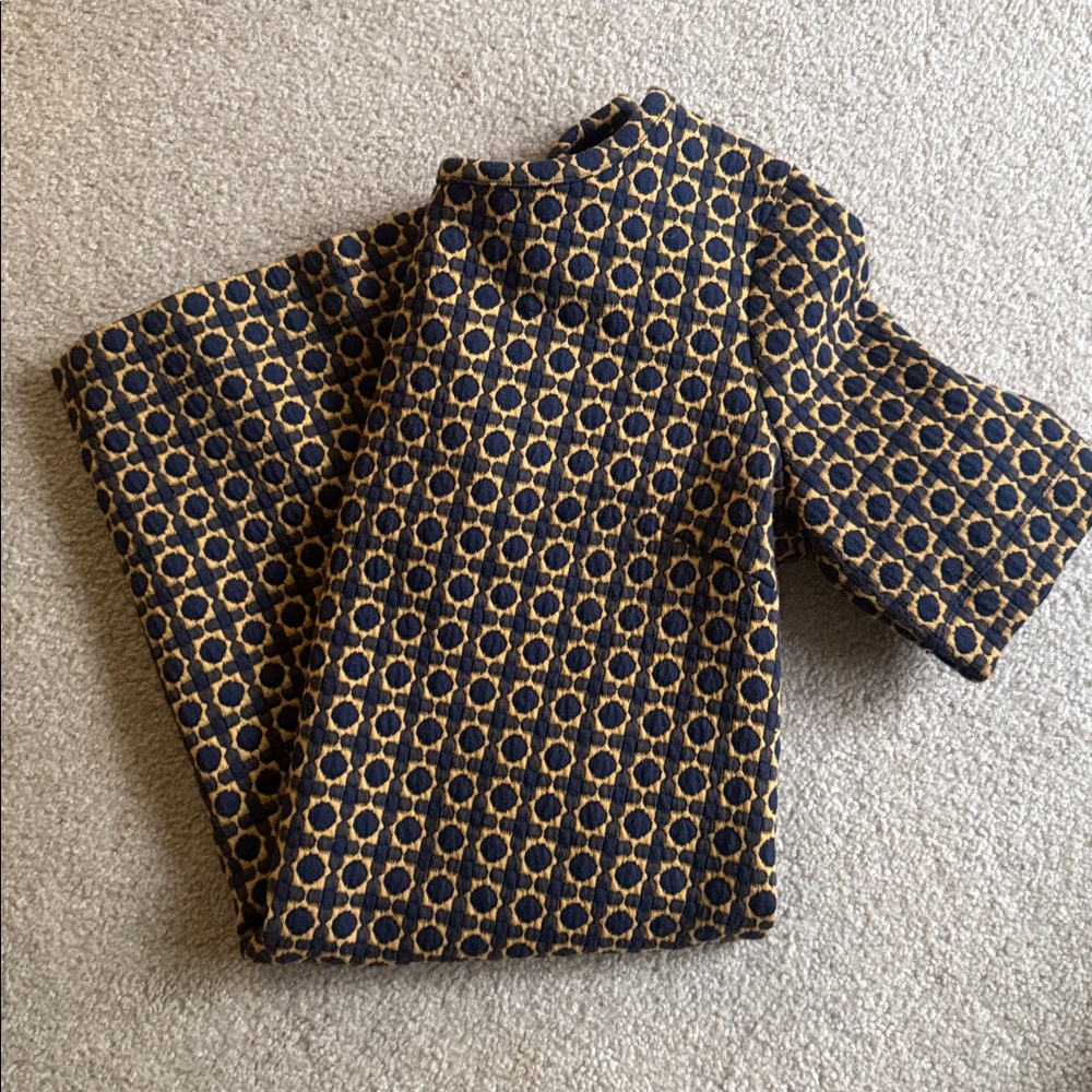 Navy and Gold Patterned block style Dress